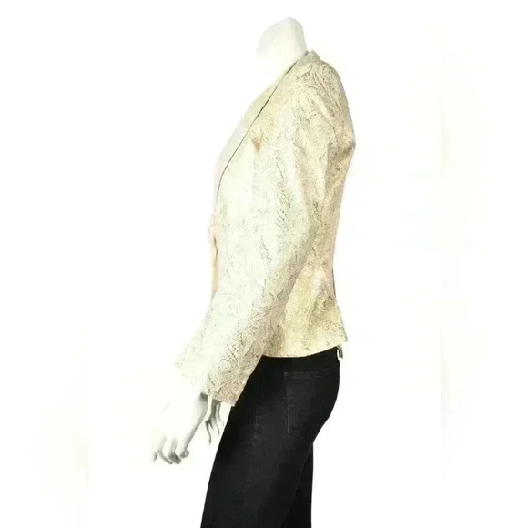 Luxe ANTONIO BERARDI  Gold Ivory Sparkle NYE Jacquard Foil Jacket 42EU 4US Italy - Picture 2 of 11
